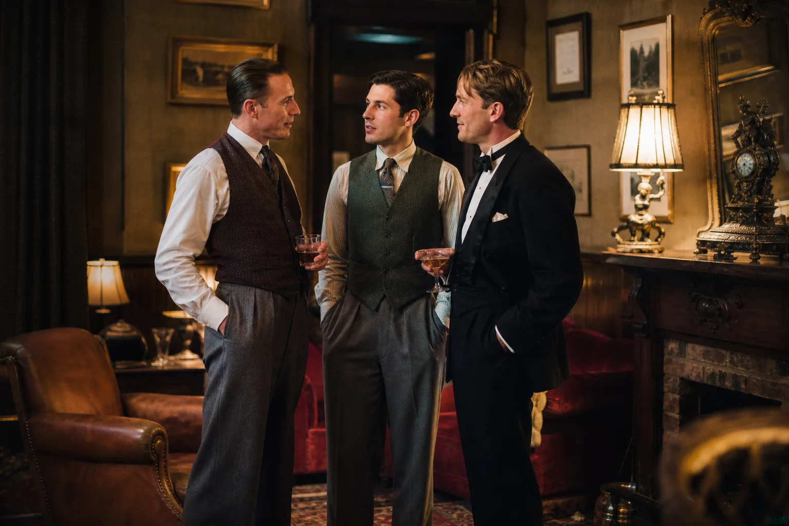 Realistic editorial lifestyle scene illustrating 1920s men's fashion: a practical modern guide