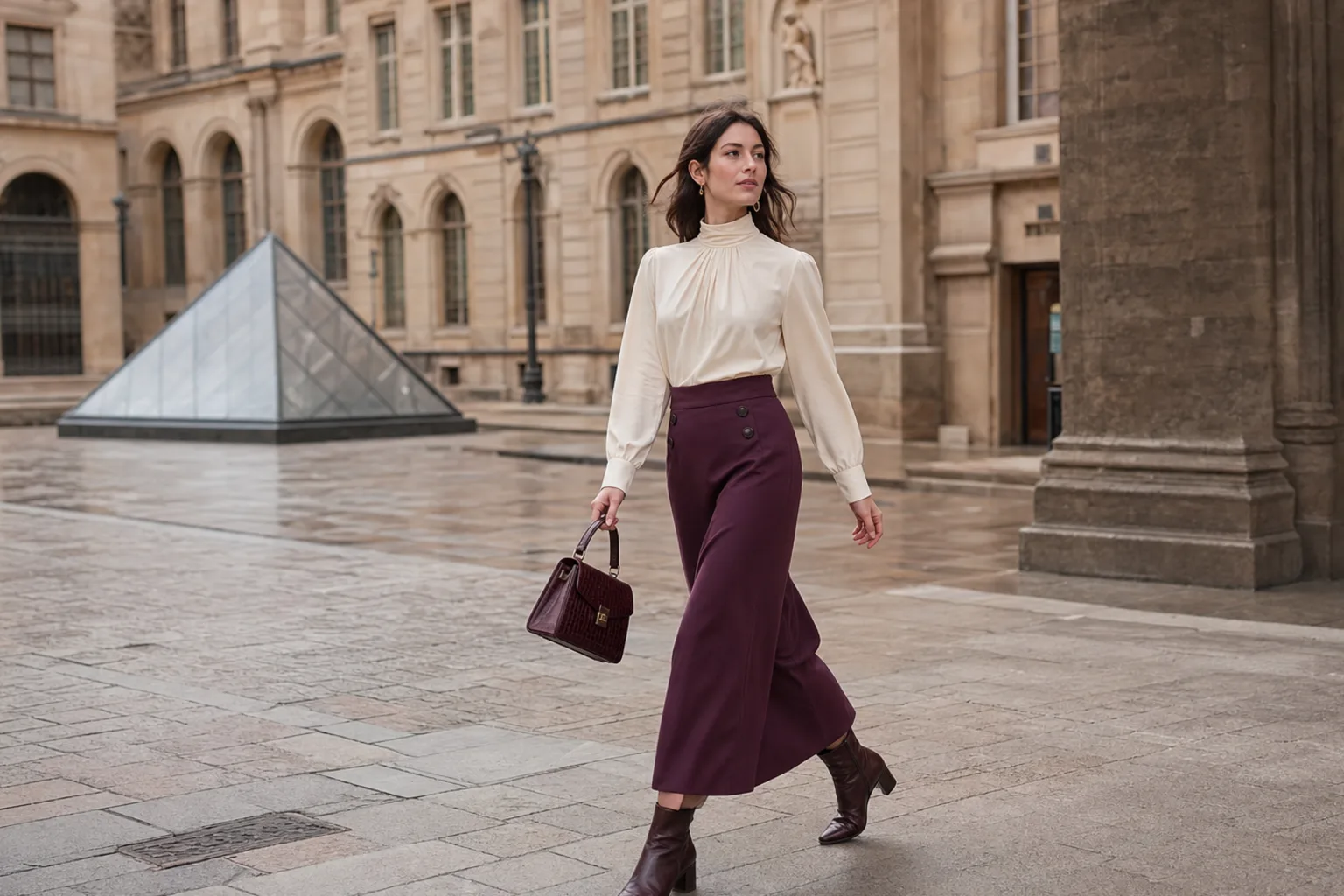 Realistic editorial lifestyle scene illustrating 1940s fashion details that translate to a modern wardrobe
