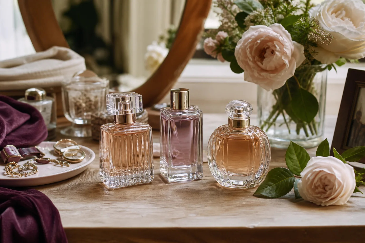Realistic editorial lifestyle scene illustrating how to choose a beautiful perfume you will actually wear