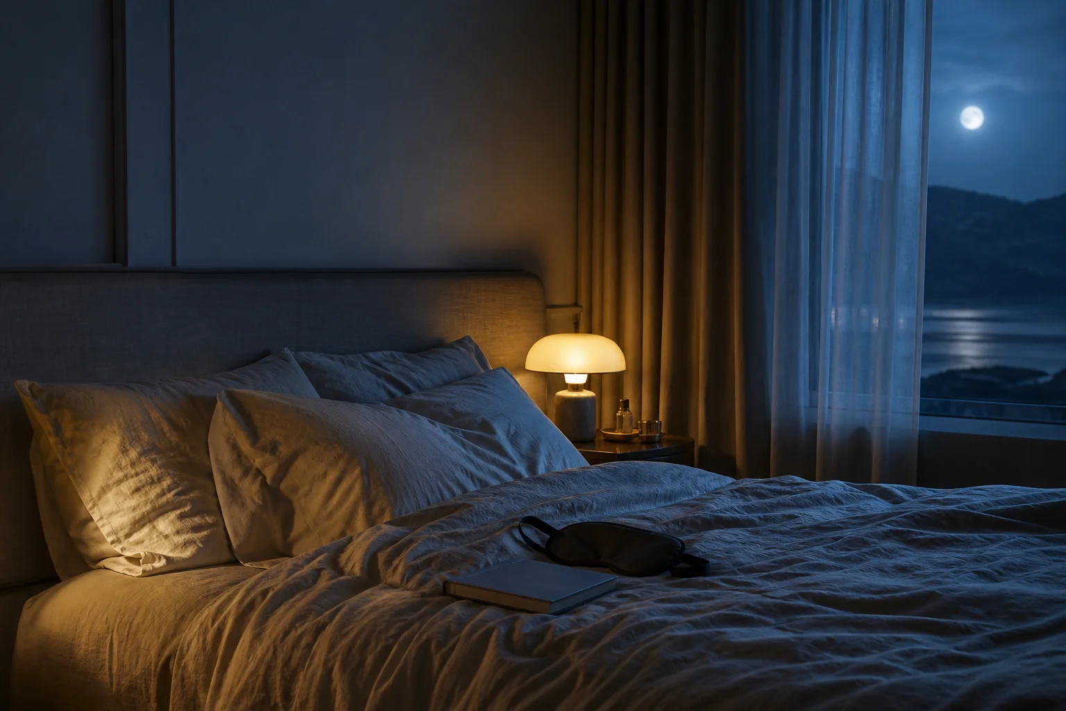 Realistic editorial lifestyle scene illustrating beauty sleep essentials for a calmer night routine