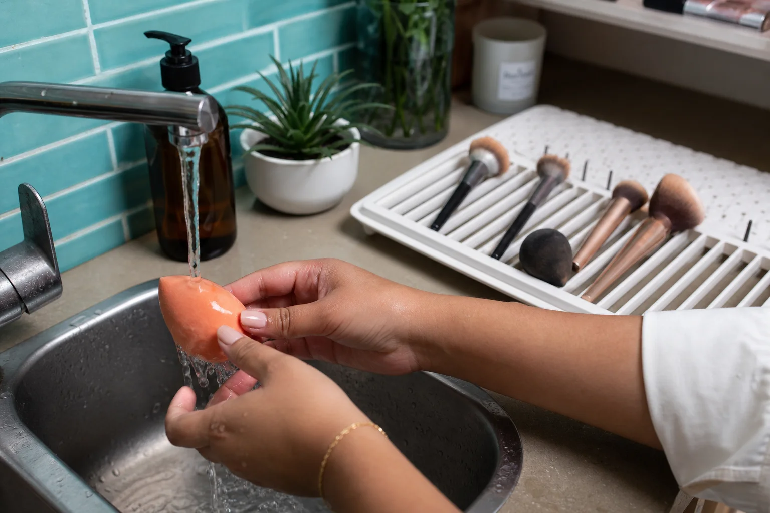 Realistic editorial lifestyle scene illustrating beauty sponge buying guide: shape, texture, and care that matter