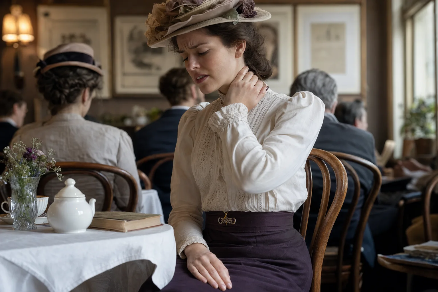 Realistic editorial lifestyle scene illustrating edwardian fashion: a practical guide to romantic tailoring