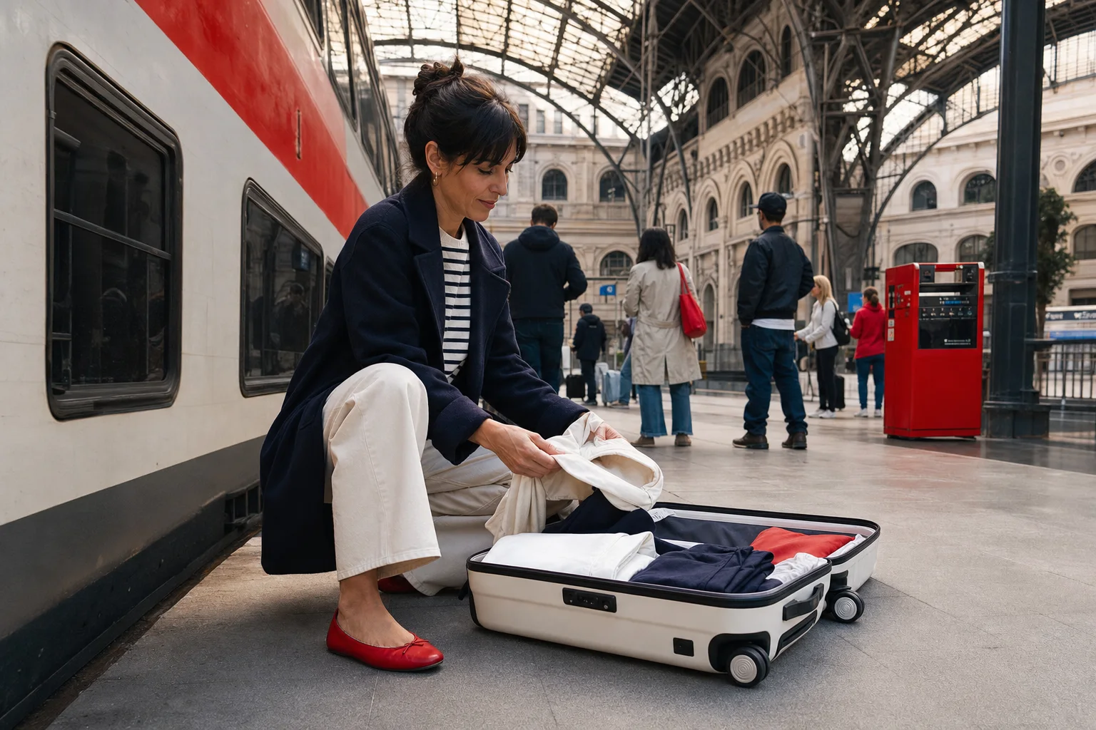 Realistic editorial lifestyle scene illustrating french fashion principles for a wardrobe that fits your life