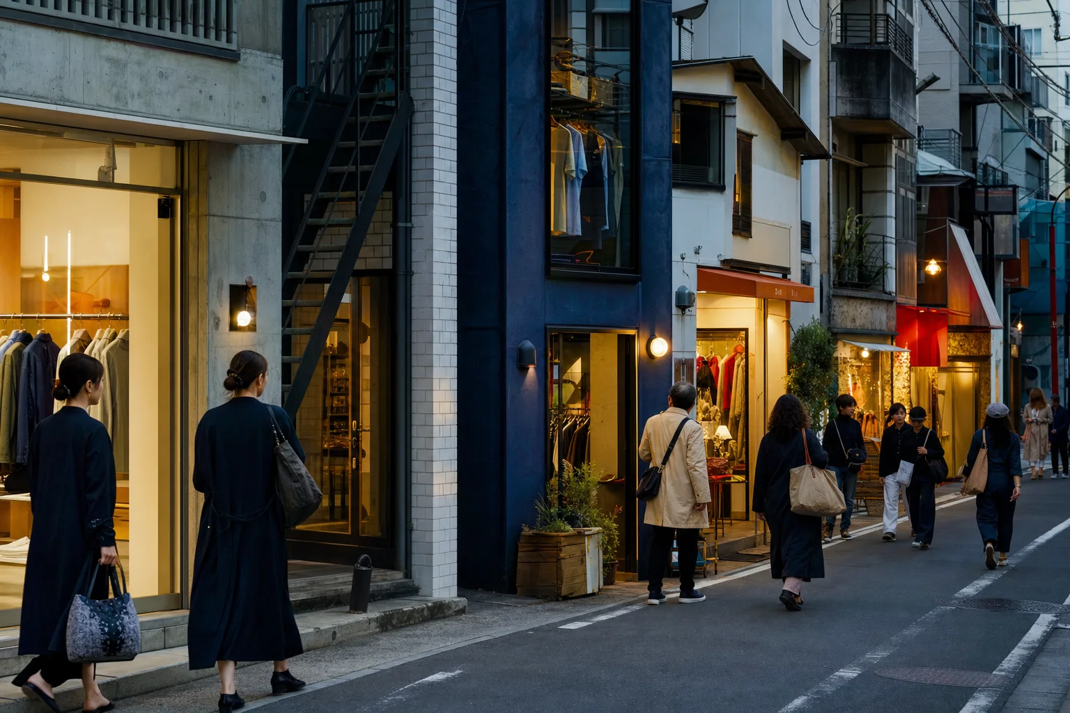 Realistic editorial lifestyle scene illustrating japanese fashion brands: how to shop across distinct style worlds