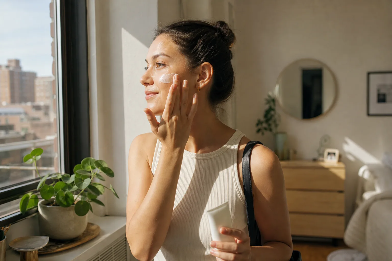 Realistic editorial lifestyle scene illustrating k-beauty sunscreen: how to choose one for daily wear