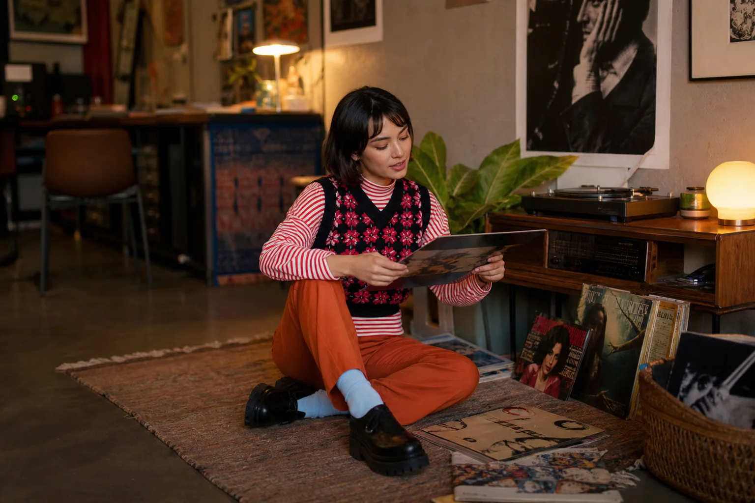 Realistic editorial lifestyle scene illustrating scene fashion revival: colorful details with everyday comfort